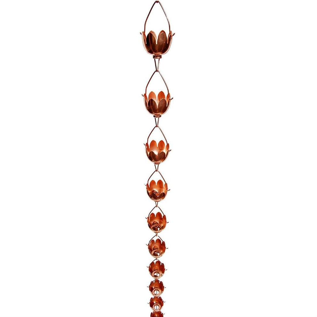 Lily Lotus Flower 100% Copper 8-Foot Rain Chain