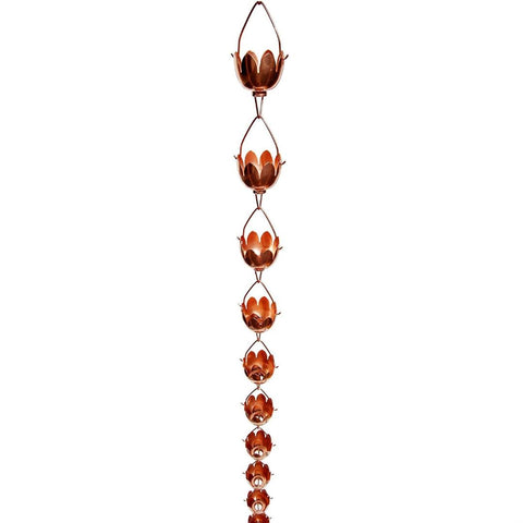 Lily Lotus Flower 100% Copper 8-Foot Rain Chain