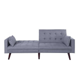 Modern Mid-Century Light Grey Linen Split-Back Sofa Bed