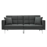 Grey Linen Split-Back Modern Sleeper Sofa Couch
