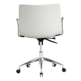 White Faux Leather Modern Mid-Century Office Chair with Curved Mid-Back Seat and Arms
