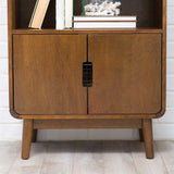 Modern Classic Mid-Century Style Bookcase Cabinet in Wallnut Wood Finish