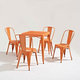Mid Century French Cafe Style Metal Dining Table in Orange