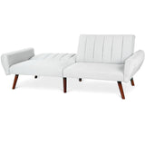 Modern Mid-Century Grey Linen Split-Back Futon Sofa Bed Couch