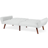 Modern Mid-Century Grey Linen Split-Back Futon Sofa Bed Couch