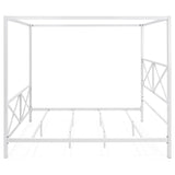 Queen size Modern Industrial Style White Metal Canopy Bed Frame