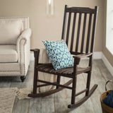 Indoor-Outdoor Patio Porch Dark Brown Slat Rocking Chair