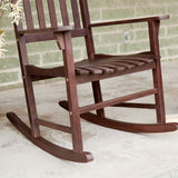Set of 2 - Indoor-Outdoor Patio Porch Dark Brown Slat Rocking Chairs