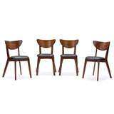 Modern Mid-Century Style 5-Piece Dining Set in Dark Brown Walnut Finish