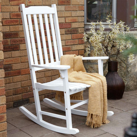 Indoor-Outdoor Patio Porch White Slat Rocking Chair