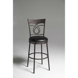 Metal 30-inch Bar Stool with Black Faux Leather Swivel Seat