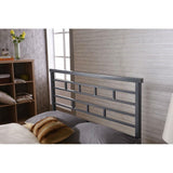 Queen Platform Bed Frame with Metal Headboard in Titanium Silver Finish
