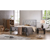 Queen Platform Bed Frame with Metal Headboard in Titanium Silver Finish