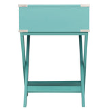 Marine Green Turquoise 1-Drawer Modern End Table Nightstand