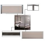 King size Modern Metal Platform Canopy Bed Frame with Upholstered Headboard and Footboard