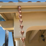 Pure Copper 8.5 Ft Rain Chain Stepped Cups Rainwater Downspout