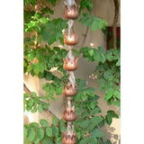Copper 8.5 Ft Flower Cups Rain Chain Gutter Rainwater Downspout