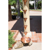 Copper 8.5 Ft Floral Funnel Rain Chain Gutter Downspout