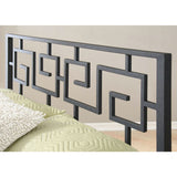 Full size Modern Meander Greek Key Style Headboard in Black Metal Finish