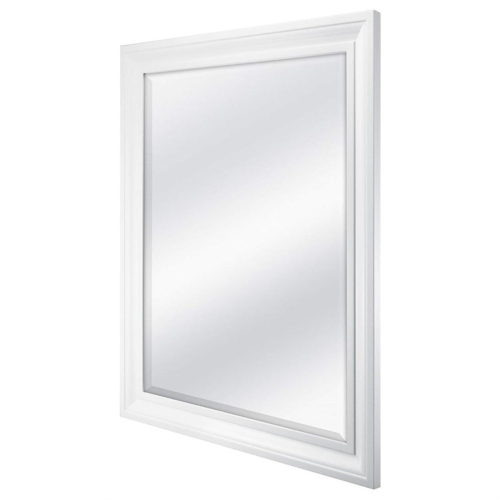Rectangular 32 x 26 inch Bathroom Wall Mirror with 1-inch Bevel and White Frame