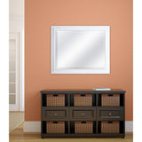 Rectangular 32 x 26 inch Bathroom Wall Mirror with 1-inch Bevel and White Frame