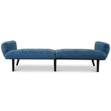 Modern Mid-Century Navy Blue Linen Futon Sofa Bed Couch