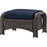 Outdoor 6-Piece Resin Wicker Patio Furniture Lounge Set with Navy Blue Seat Cushions