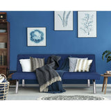 Modern Navy Blue Split Back Futon Sleeper Sofa Bed Couch