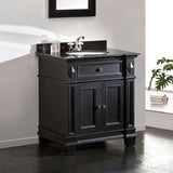Single Sink Bathroom Vanity with Cabinet & Black Granite Countertop - Backsplash