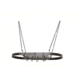 Oval Hanging Pot Rack with Chains and 2 Hooks in Matte Black