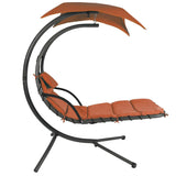 Orange-Red Single Person Sturdy Modern Chaise Lounger Hammock Chair Porch Swing