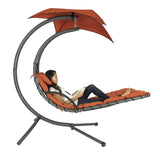 Orange-Red Single Person Sturdy Modern Chaise Lounger Hammock Chair Porch Swing