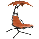 Orange-Red Single Person Sturdy Modern Chaise Lounger Hammock Chair Porch Swing