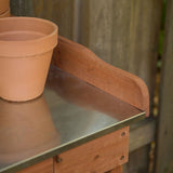 Durable Weather Resistant Wood Potting Bench Garden Table with Metal Top