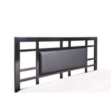 Queen size Black Metal Platform Bed Frame with Upholstered Headboard