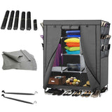 Grey 69-inch Portable Closet Organizer Shoe Rack Bedroom Wardrobe