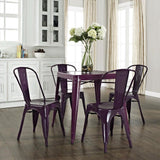 Mid-century French Cafe Style Powder-coated Steel Dining Table in Purple