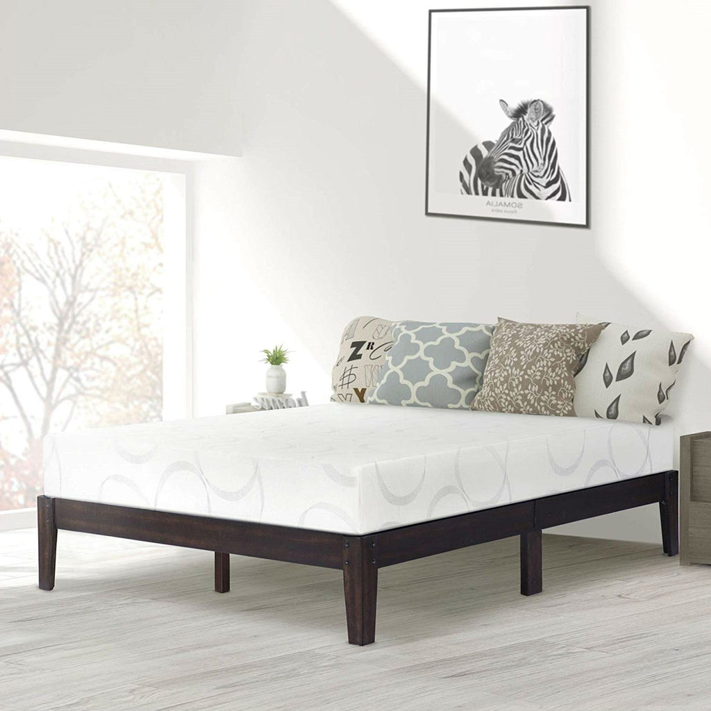 Queen size Solid Wood Platform Bed Frame in Black Finish