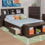 Twin XL Espresso Brown Platform Bed w- Headboard and Storage Drawers
