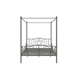 Full size Heavy Duty Metal Canopy Bed Frame in Pewter Finish