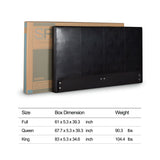 Queen Espresso Faux Leather Platform Bed Frame with Headboard