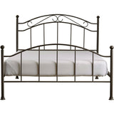 Queen size Scroll Design Metal Bed Frame with Headboard and Footboard in Brown Finish