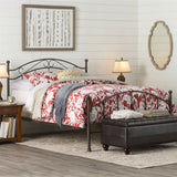 Queen size Scroll Design Metal Bed Frame with Headboard and Footboard in Brown Finish