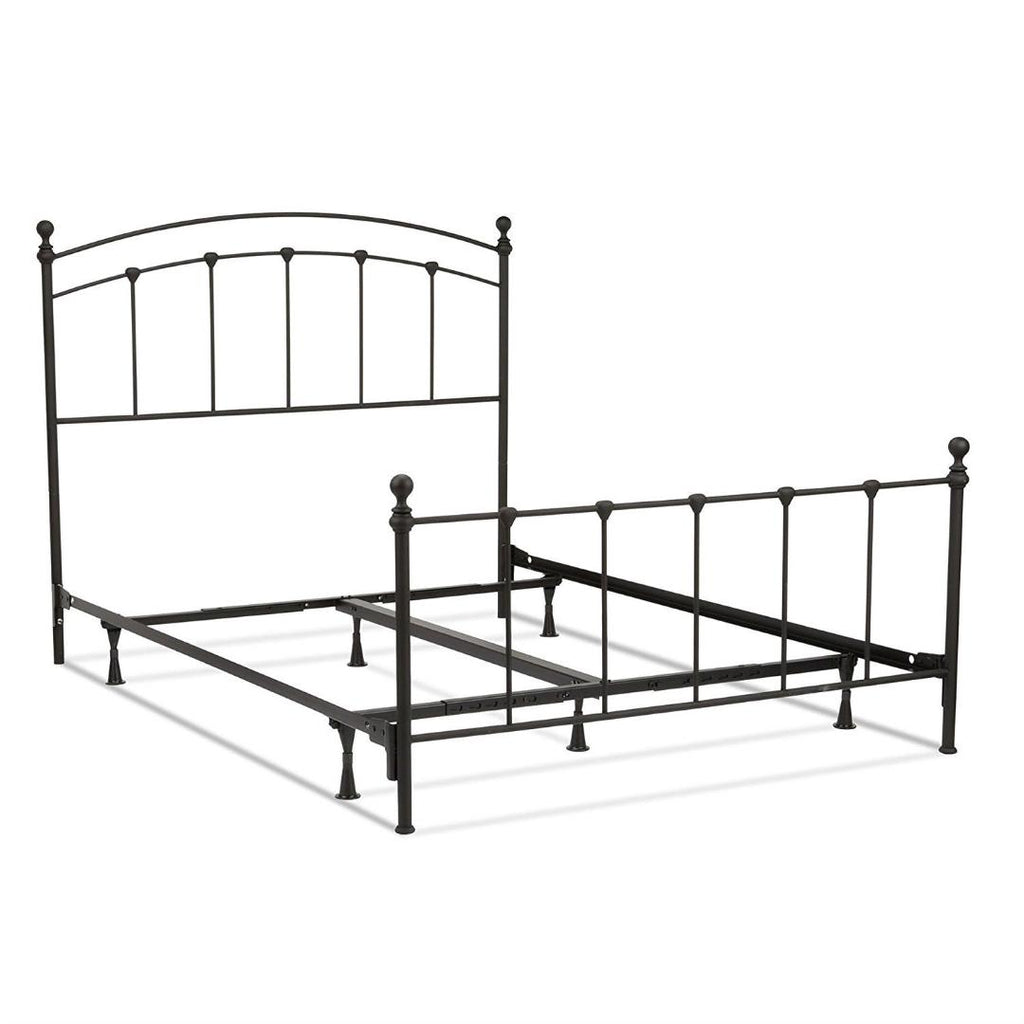 Queen size Complete Metal Bed Frame with Round Final Posts Headboard and Footboard
