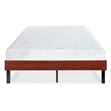 Queen size Metal Slat Platform Bed Frame with Cherry Finish Wood Sides