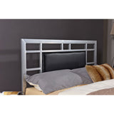 Queen Modern Classic Silver Metal Platform Bed Frame with Upholstered Headboard