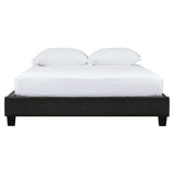 Queen size Modern Dark Chocolate Brown Faux Leather Upholstered Platform Bed Frame