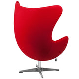 Red Wool Fabric Contemporary Armchair Egg Shaped Living Room Accent Chair