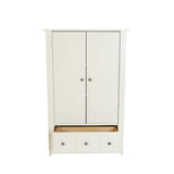 Classic Bedroom Armoire Wardrobe Cabinet in Soft White Wood Finish