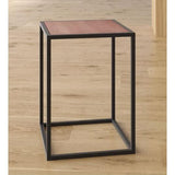 Modern Wood Top Black Metal Frame End Table Nightstand